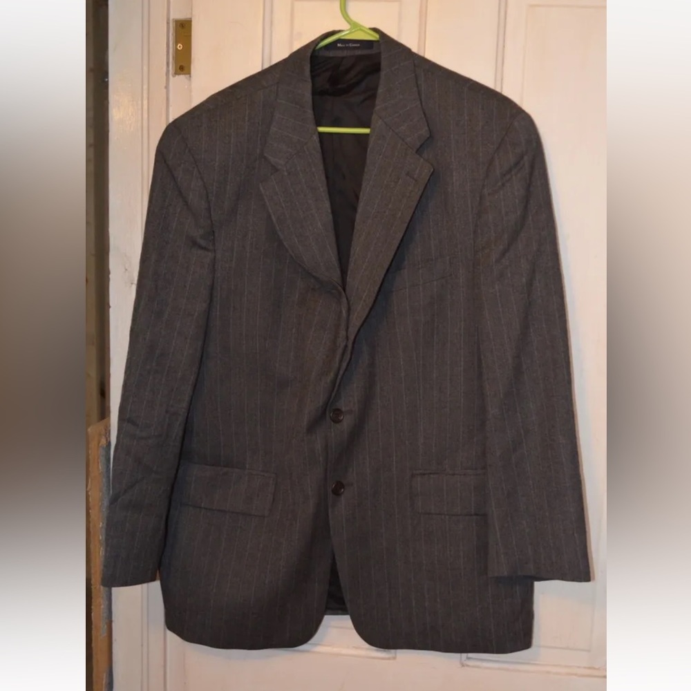 Chaps Ralph Lauren Blazer Single Breasted 3 Button Striped Gray Men’s SZ 43R